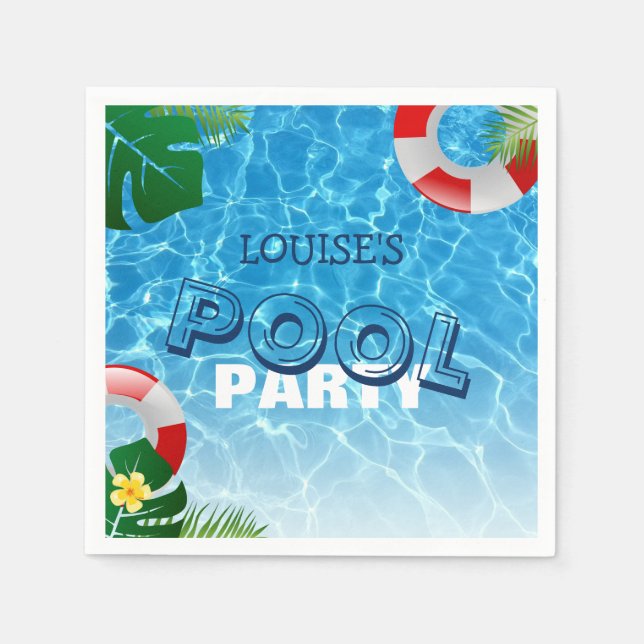 Cool Pool Party | Geburtstag schwimmen Serviette (Vorderseite)