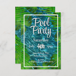 Cool Pool Party Palm Blätter Einladung