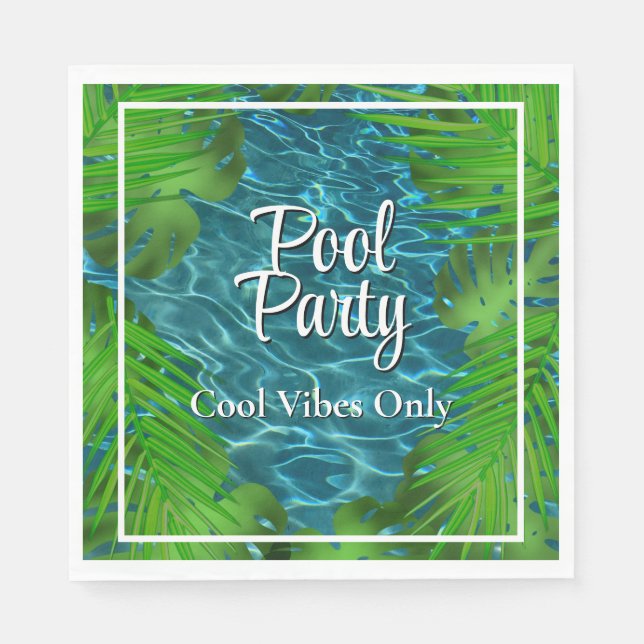 Cool Pool Party Palm Blätter Serviette (Vorderseite)