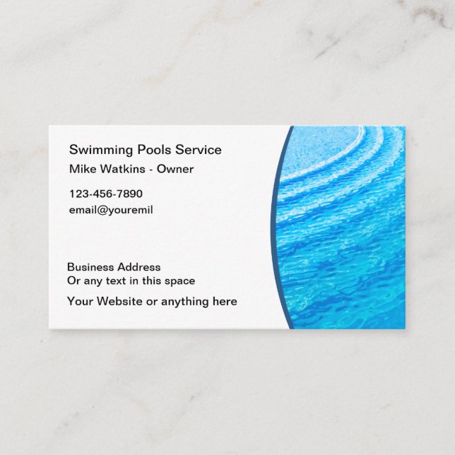 Cool Pool Service Business Cards Visitenkarte (Vorderseite)