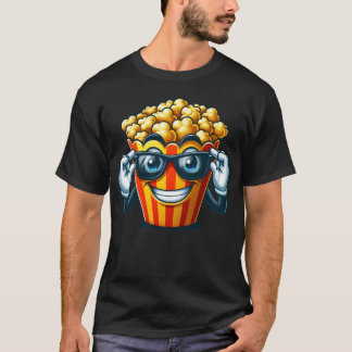 Cool Popcorn Cartoon Sonnenbrille Cinema Retro T-Shirt