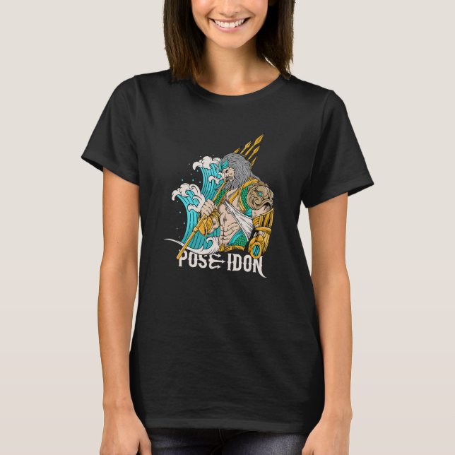 Cool Poseidon God Of The Sea in Ancient Greek Reli T-Shirt (Vorderseite)