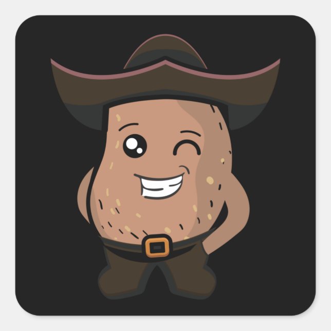 Cool Potato Quadratischer Aufkleber (Vorderseite)