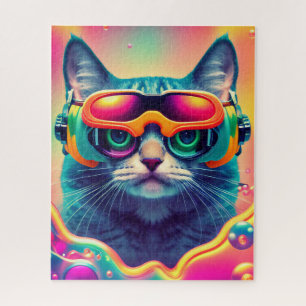 Cool Psychedelic Psychonaut Kitty Cat Puzzle