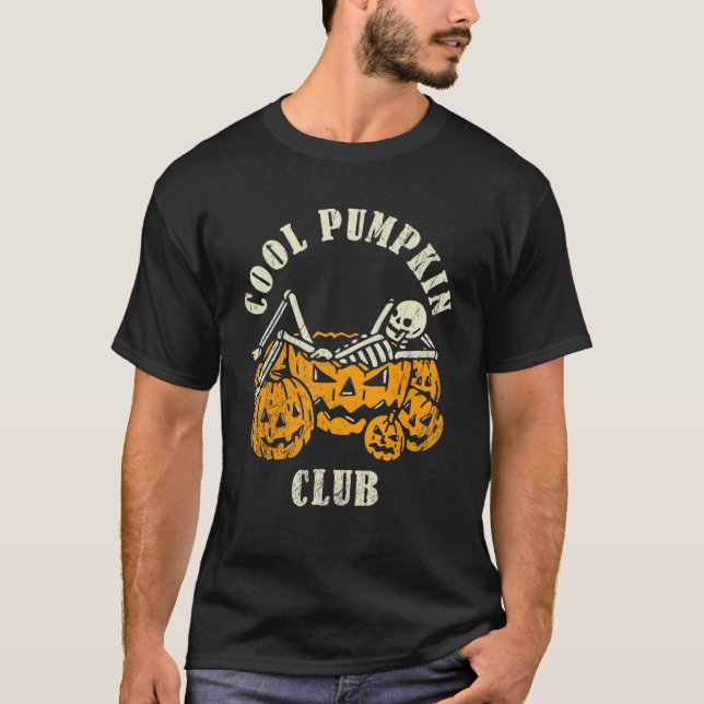 Cool Pumpkin Club  Halloween  Retro Pumpkin Face T-Shirt (Vorderseite)