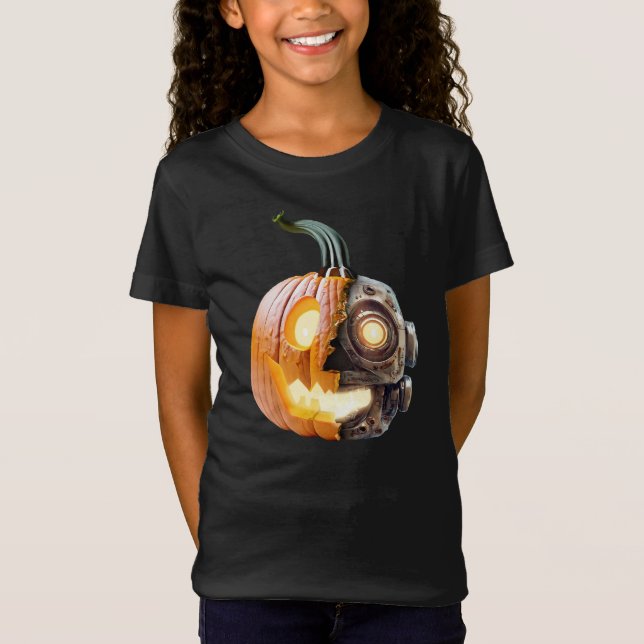 Cool Pumpkin Robot Halloween Erntedank Harvest T-Shirt (Vorderseite)