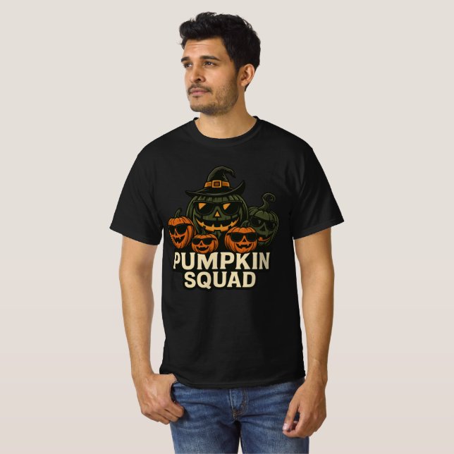 Cool Pumpkin Squad Halloween Design T-Shirt (Vorne ganz)