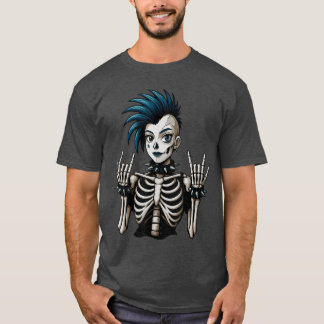 Cool Punk Girl Skeleton Punk Rock Goth Girl Girl T-Shirt