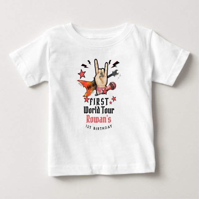 Cool Punk Rockstar First Birthday  Baby T-shirt (Vorderseite)