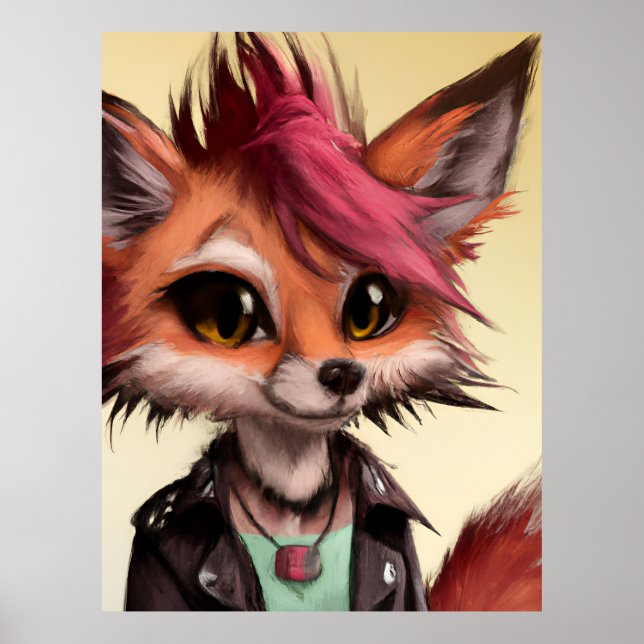 Cool Punkrock Fox Teenager Poster (Vorne)