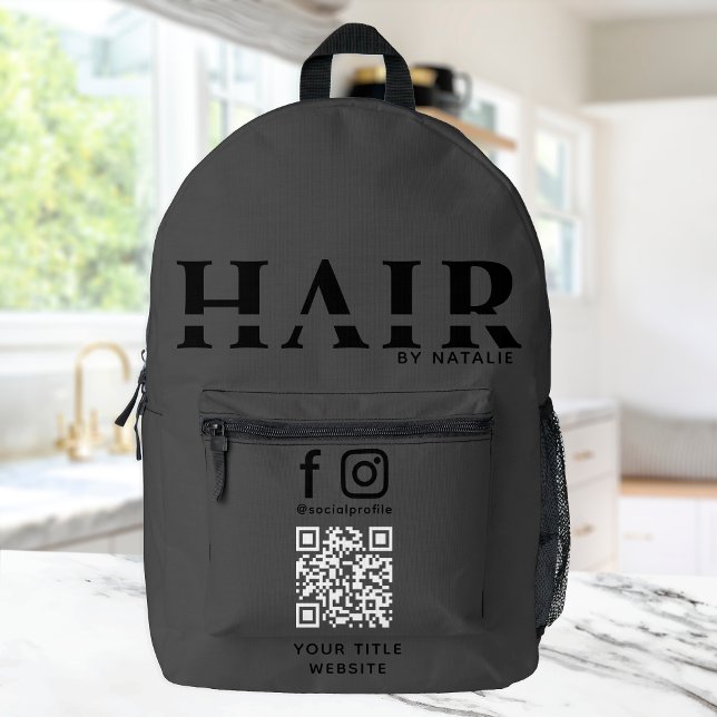 Cool QR Code Hairstylist Cosmetology Professional Bedruckter Rucksack (Von Creator hochgeladen)