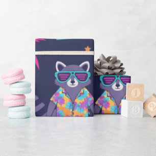 Cool Raccoon Hawaiianisches Hemd Geschenk Geschenkpapier