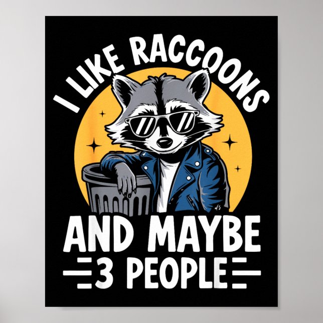 Cool Raccoon Tee For Men Women Kids Racoon Raccoon Poster (Vorne)