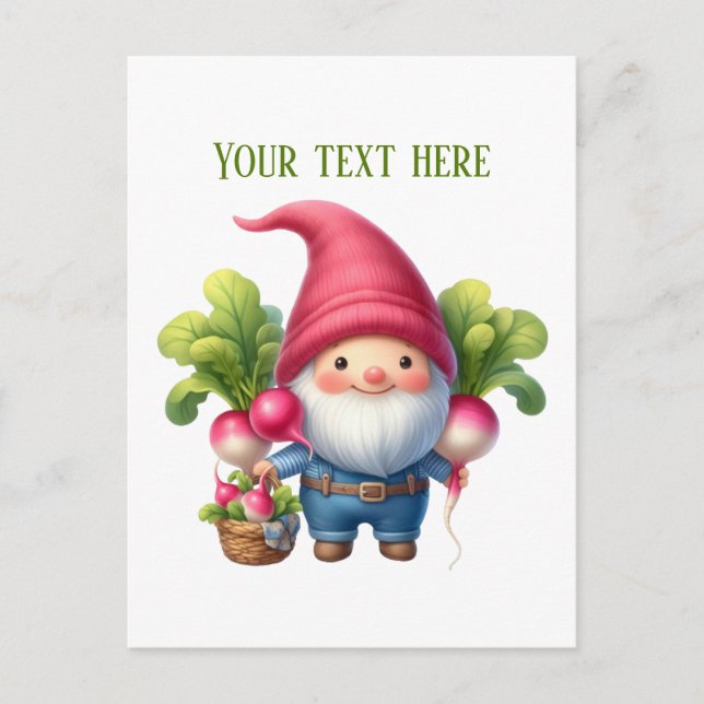 Cool radish gnome customizable postkarte (Vorderseite)
