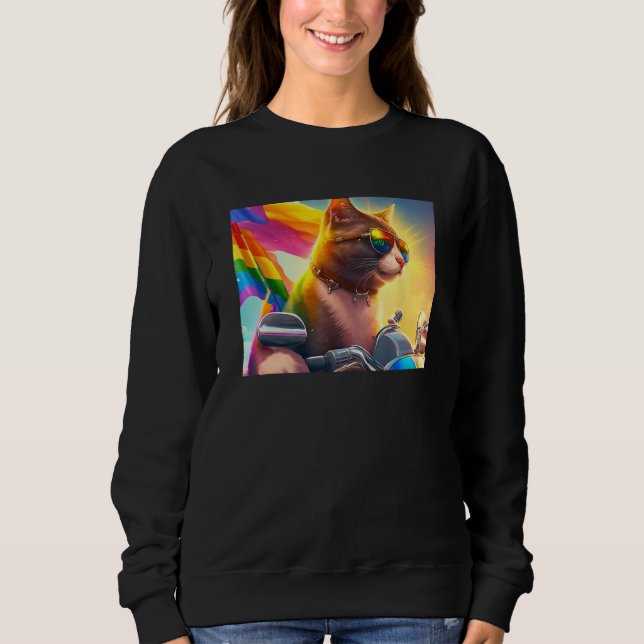Cool Rainbow Cat LGBT Sunglasses Bisexual Funny Ki Sweatshirt (Vorderseite)