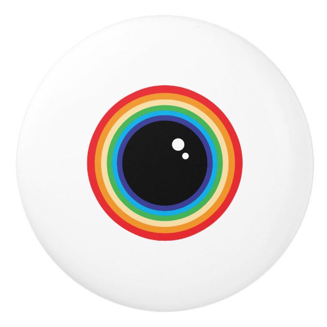 Cool Rainbow Eyeball Keramikknauf (Vorderseite)