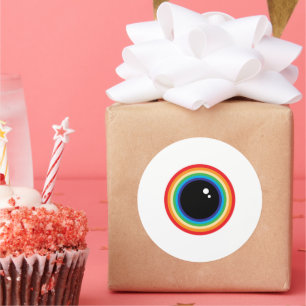 Cool Rainbow Eyeball Runder Aufkleber
