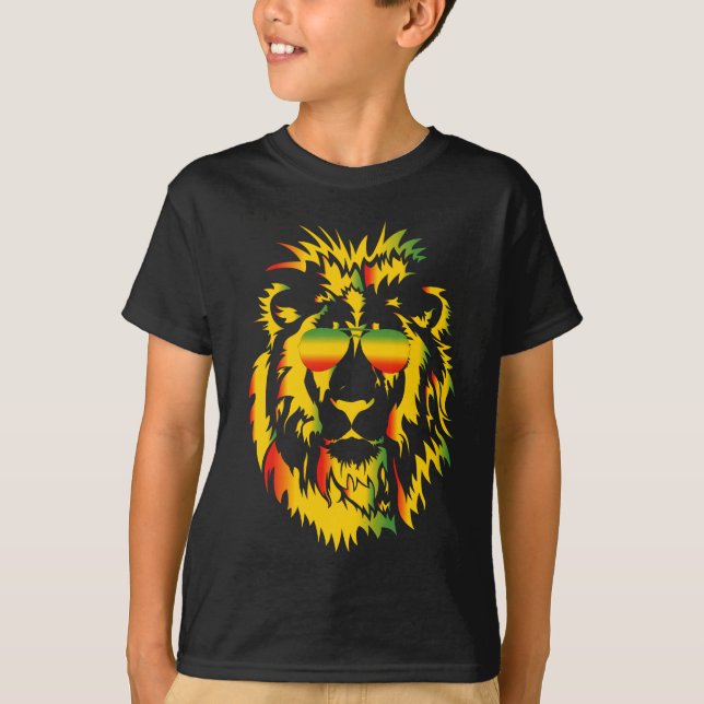 Cool Rasta Lion Dark Kids T - Shirt (Vorderseite)