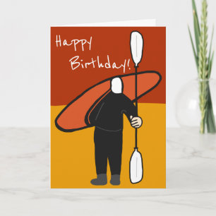 Cool Red and Orange Wetsuit Kayak and Paddle Karte