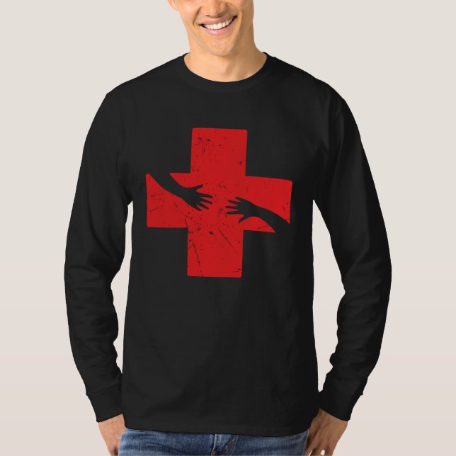 Cool Red Cross Caring Hands Helping Red Cross Acti T-Shirt (Vorderseite)