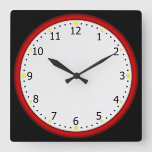 Cool Red Framed Colorful Quadratische Wanduhr