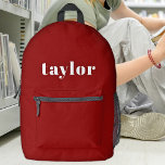 Cool Red Modern Minimalistisch Simple Stylish Tren Bedruckter Rucksack<br><div class="desc">Der Coole, dunkle Red Modern Minimalistisch Stylish Stylish Trendy Printed Rucksack - ein vielseitiges und stilvolles Accessoire, das sich für verschiedene Zwecke eignet, von der Schulausstattung bis hin zu personalisierten Lösungen für Lehrer, Erwachsene und sogar Mütter, die eine trendige Kleinkind-Windeltasche benötigen. Dieser Rucksack ist in einem eleganten, modernen Design in...</div>