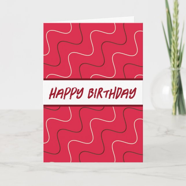 Cool Red modern Style Lines Geburtstag Karte (Vorderseite)