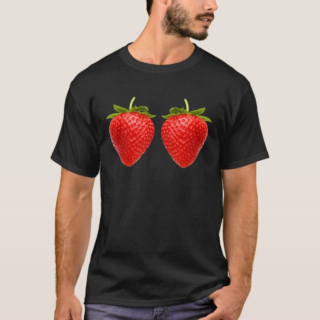 Cool Red Strawberry Illustration Novelty Graphic D T-Shirt (Vorderseite)