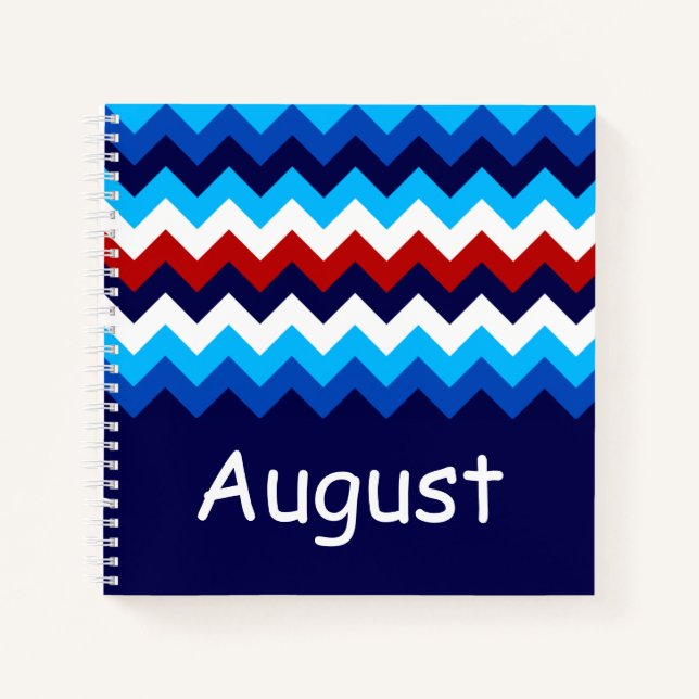 Cool Red White Blue Chevrons Custom Small Notebook Notizbuch (Vorderseite)