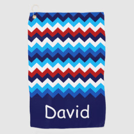 Cool Red White Blue Chevrons Monogram Golf Handtuc Golfhandtuch