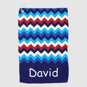 Cool Red White Blue Chevrons Monogram Golf Handtuc Golfhandtuch