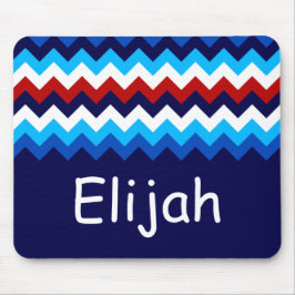 Cool Red White Blue Chevrons Monogram Mousepad