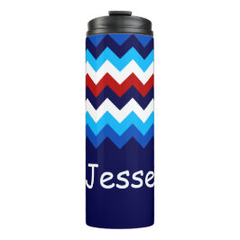 Cool Red White Blue Chevrons Monogram Tumbler Thermosbecher