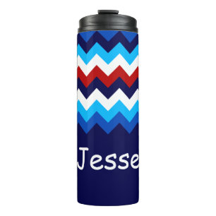 Cool Red White Blue Chevrons Monogram Tumbler Thermosbecher