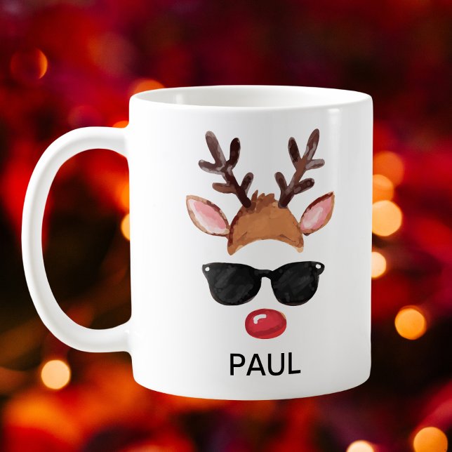Cool Reindeer Sunglasses Christmas Custom Name Kaffeetasse (Cool Reindeer Sunglasses Christmas Custom Name Coffee Mug
)