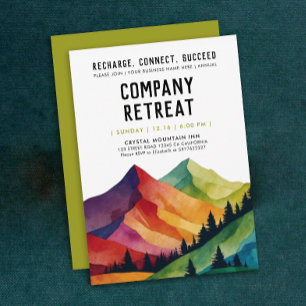 Cool Retreat Green Team Gebäude Forest Watercolor Einladung