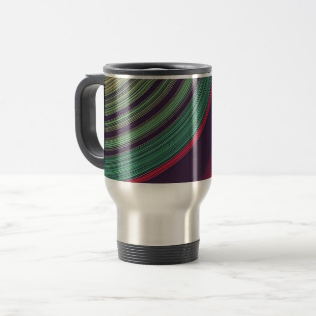 Cool Retro Abstract Record Grooves Pattern Reisebecher (Vorderseite Links)