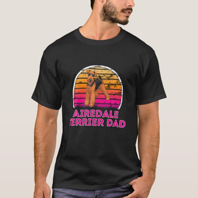 Cool Retro Airedale Terrier Vater - Hund Lover Vat T-Shirt (Vorderseite)