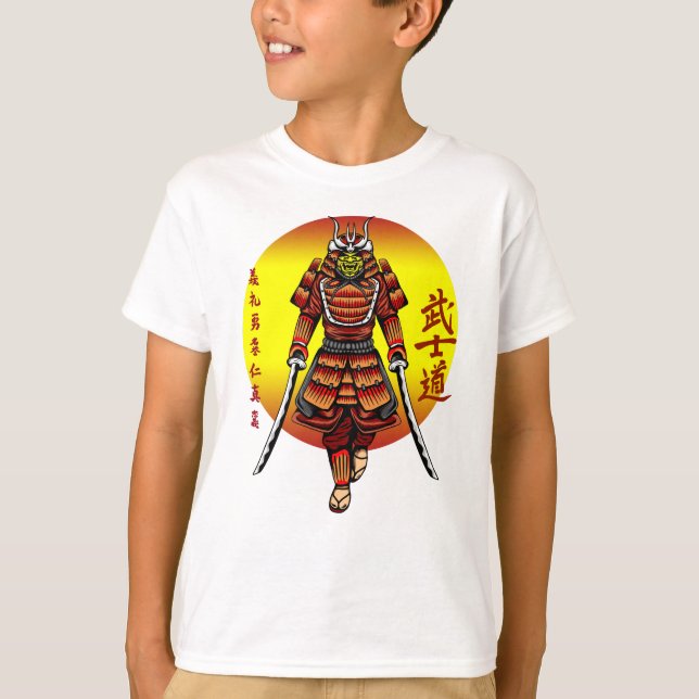 Cool Retro Armored Samurai mit 2 Katanas T-Shirt (Vorderseite)