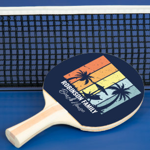 Cool Retro Beach House Custom Navy Blue Tischtennis Schläger