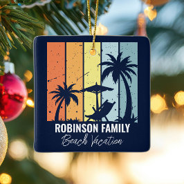 Cool Retro Beach Urlaub Custom Blue Weihnachten Keramikornament