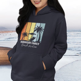 Cool Retro Beach Urlaub Familienreise Navy Blue Hoodie