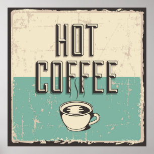cool retro coffee bar word art poster