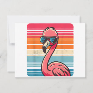 Cool Retro Flamingo in Sonnenbrille 70er 80er 90s  Dankeskarte