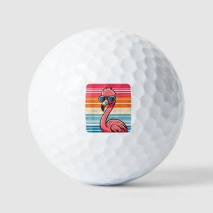 Cool Retro Flamingo in Sonnenbrille 70er 80er 90s Golfball