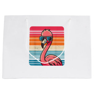 Cool Retro Flamingo in Sonnenbrille 70er 80er 90s Große Geschenktüte