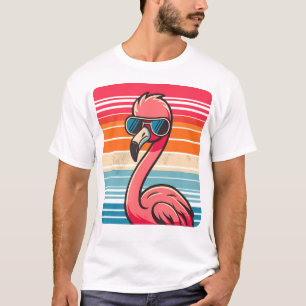 Cool Retro Flamingo in Sonnenbrille 70er 80er 90S T-Shirt