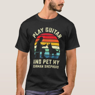 Cool Retro German Shepherd Guitar Player Dog Guita T-Shirt