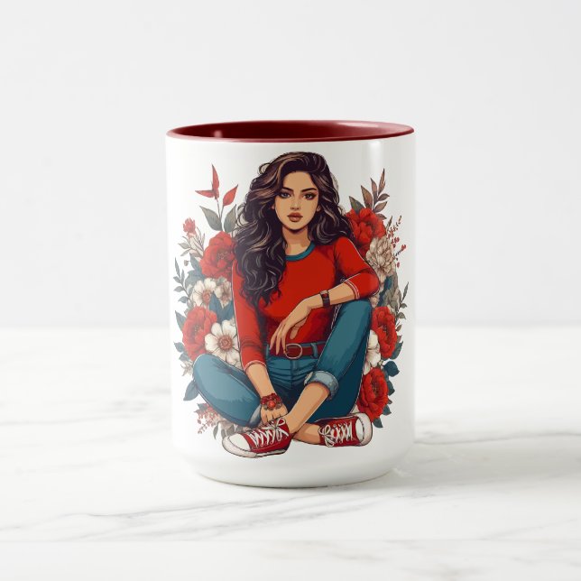 Cool Retro Girl Tasse (Zentrum)