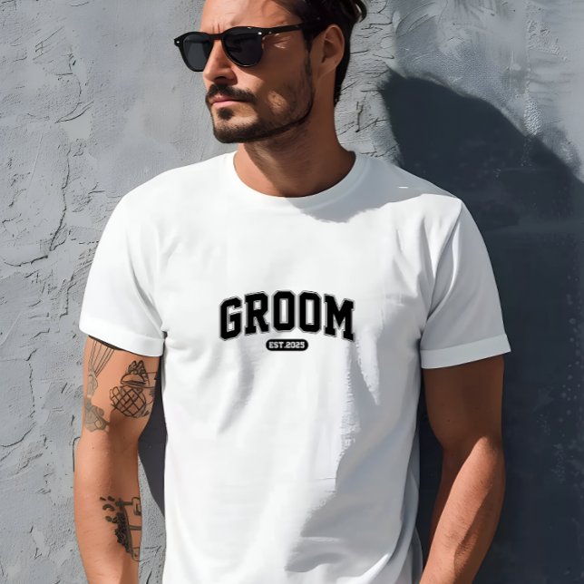 Cool Retro Groom 2025 Print Men T-Shirt (Cool Retro Groom 2025 Print Men T-Shirt)